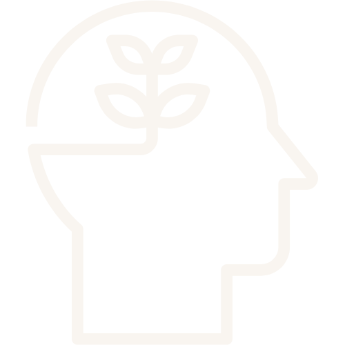 Icon of a head with a growing plant symbolizing Step 2: Learn science-backed strategies to reset stress and build resilience.