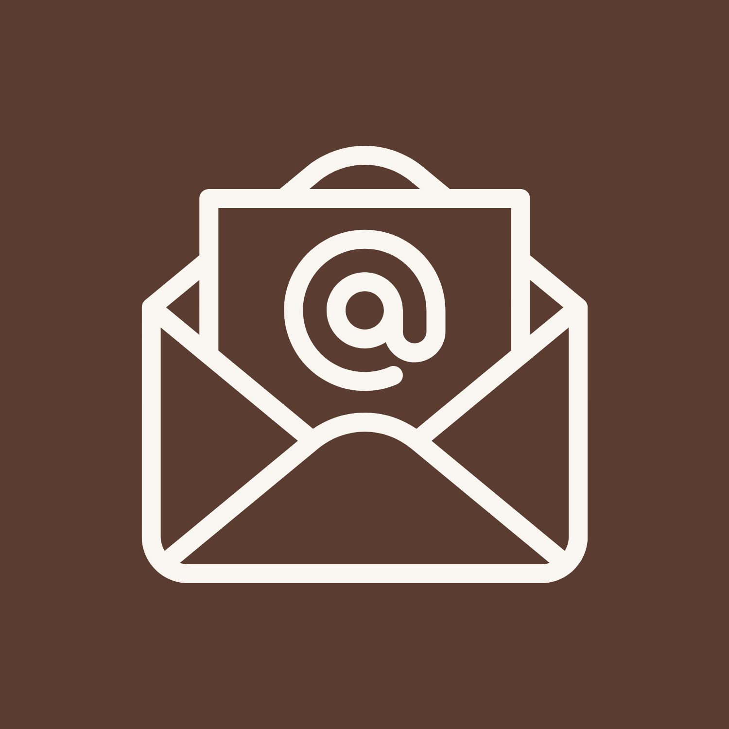 Email envelope icon in brown and cream color palette representing business email contact